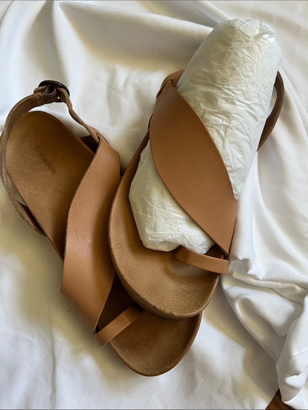 Soludos Leather Tan Toe-Loop Slingback Sandals - Picture 3 of 4